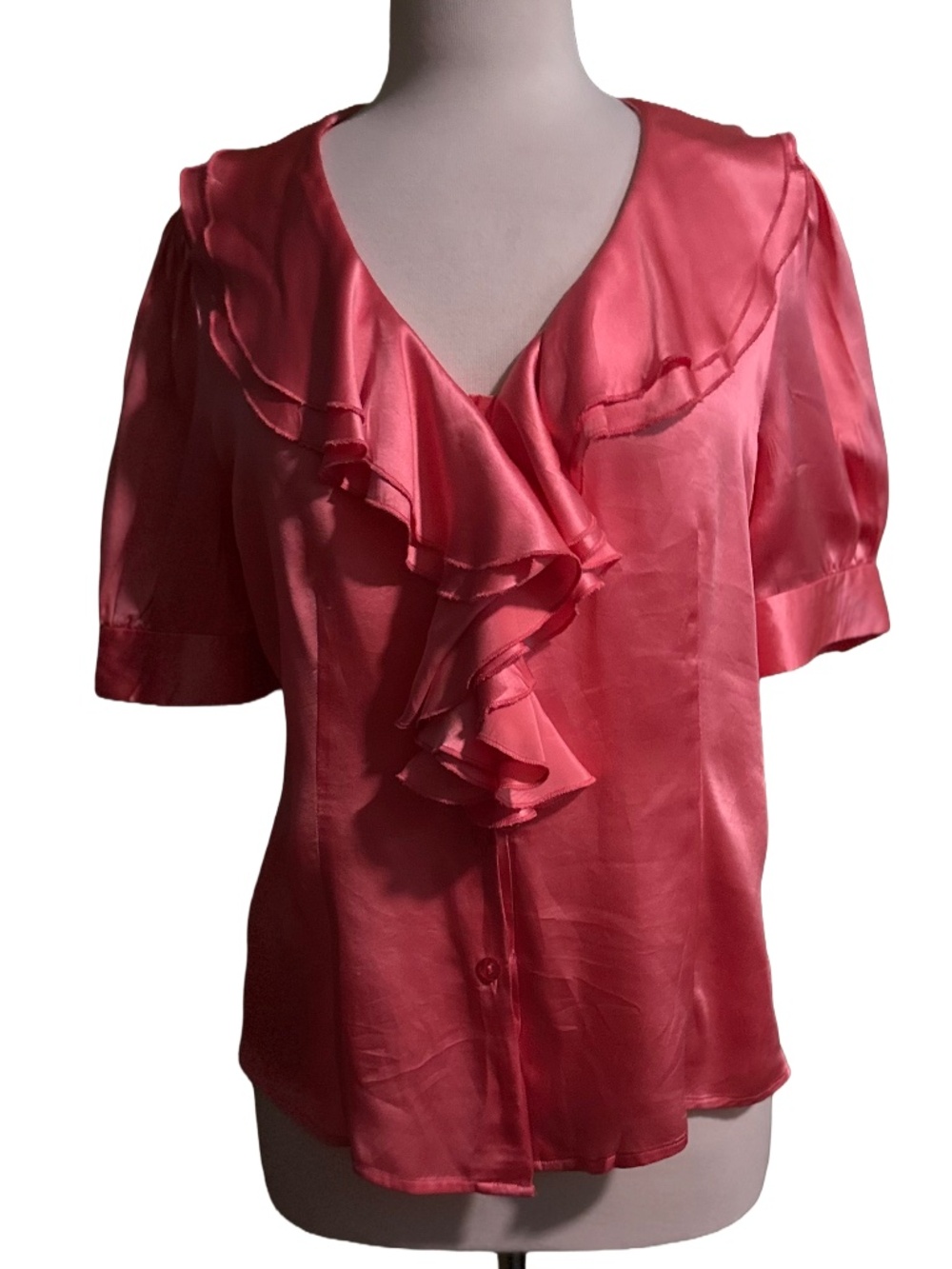 Vintage Transitions 100% Silk Ruffle Blouse Pink (10)